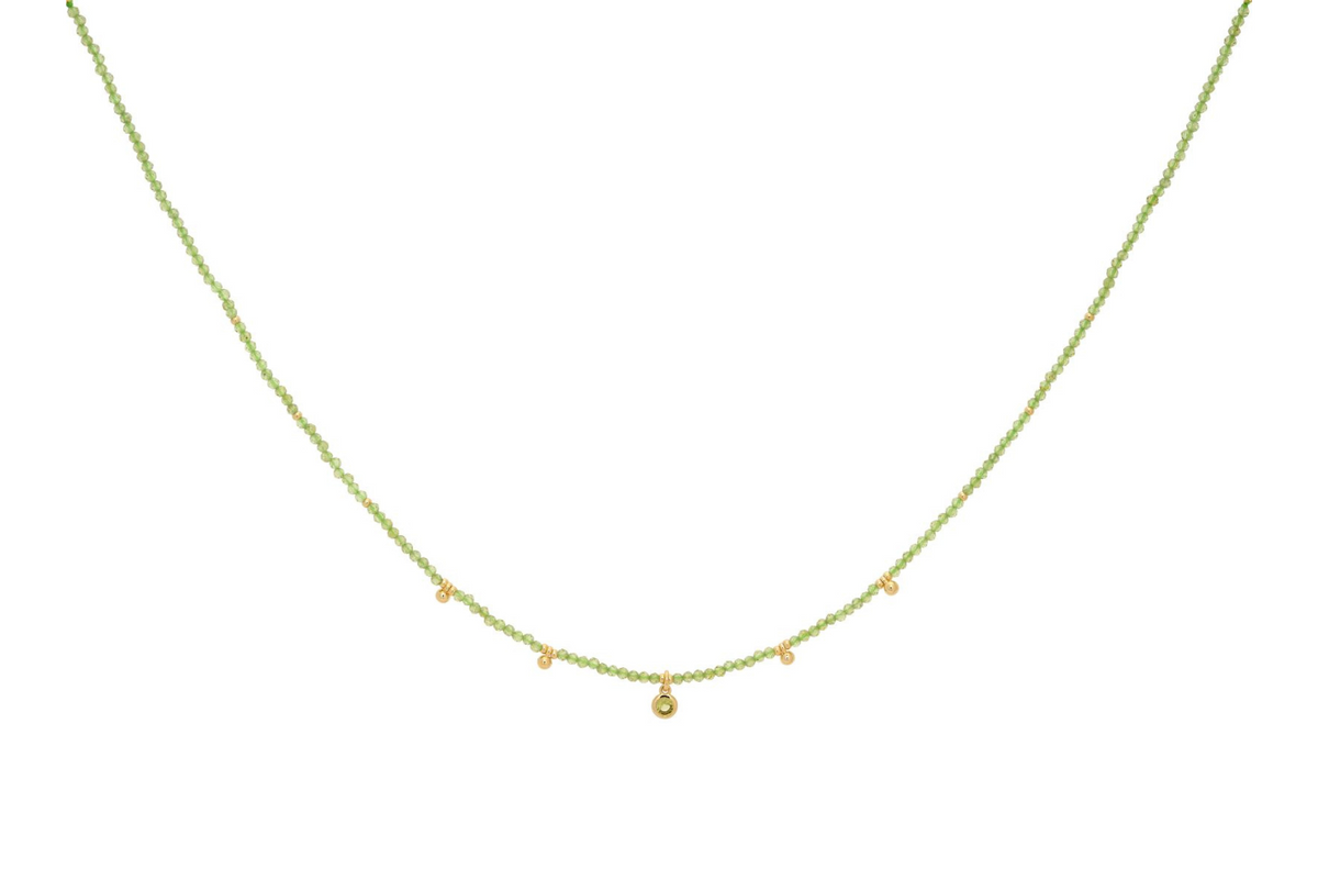 Jasmine Gold & Peridot Beaded Pendant Necklace