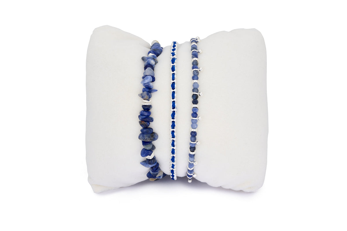 Kadavu Denim Sodalite & Silver Bracelet Stack