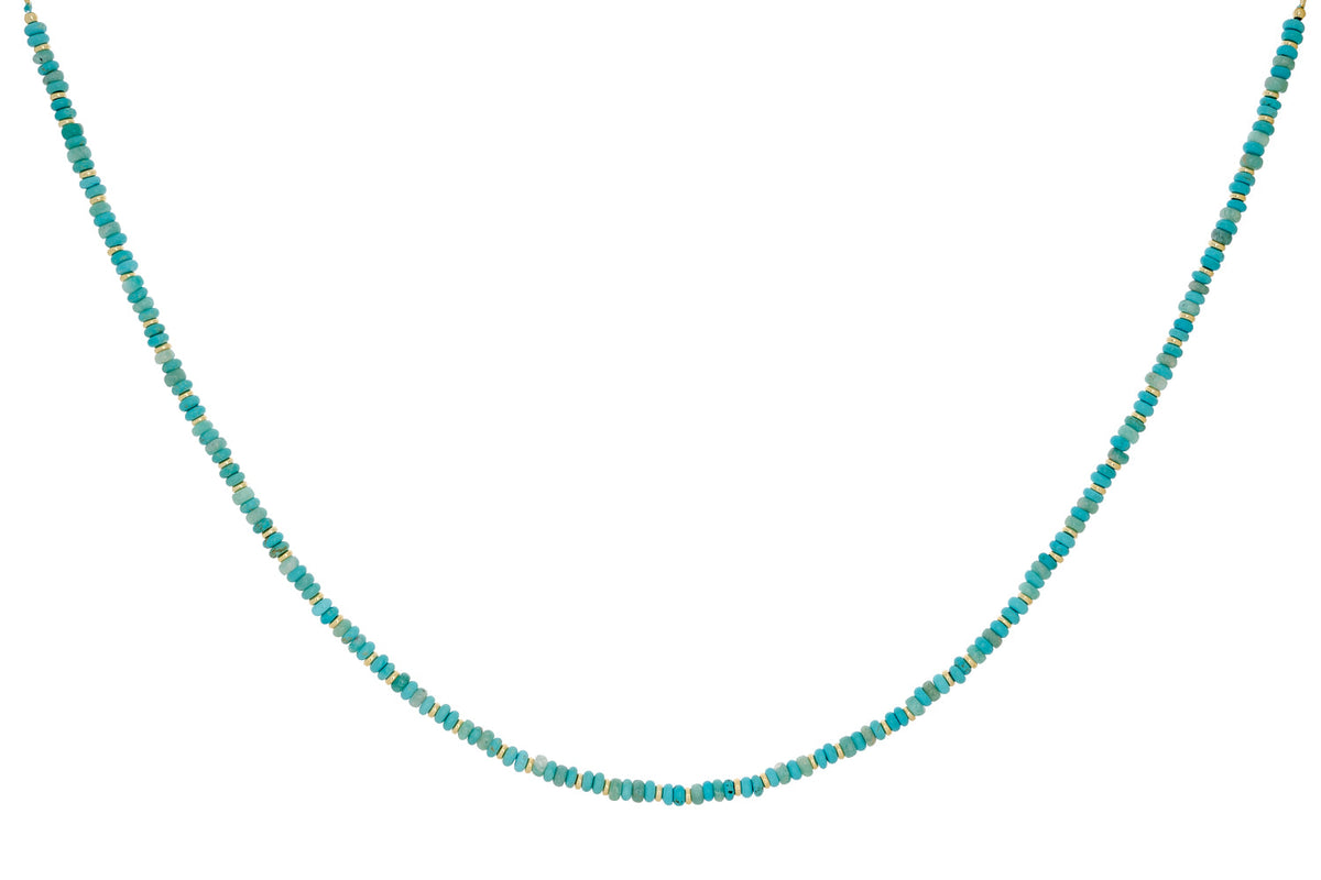 Liana Amazonite and Turquoise Howlite Gold Bead Necklace