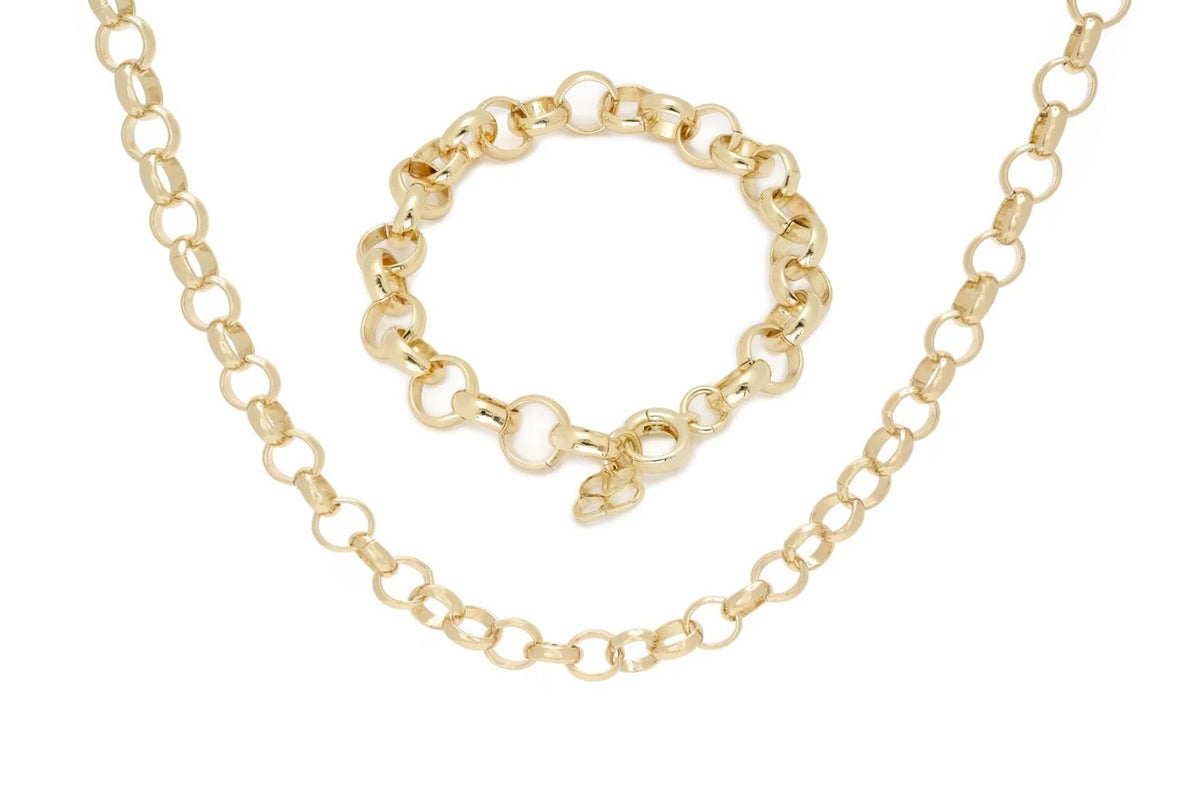 Link Gold Necklace and Bracelet Set