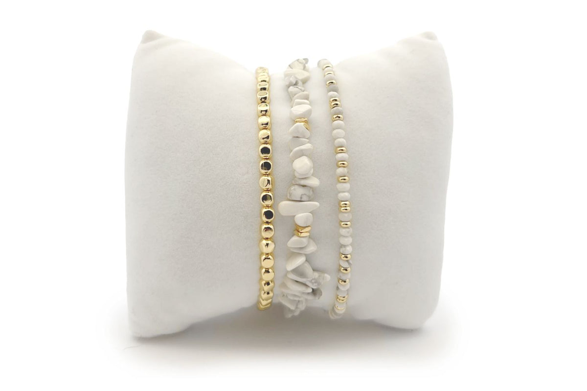 Malolo White Howlite Gold Bracelet Stack