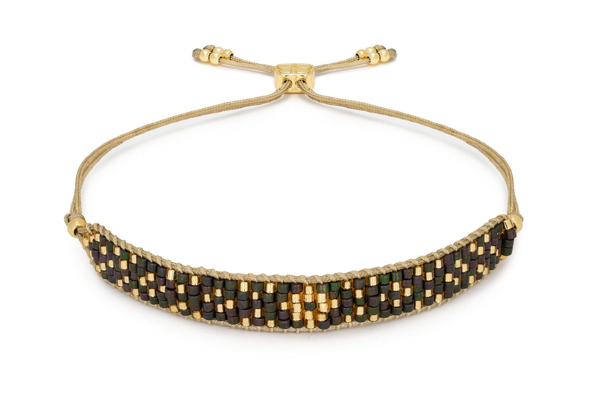 Maya Gold & Black Beaded Friendship Bracelet