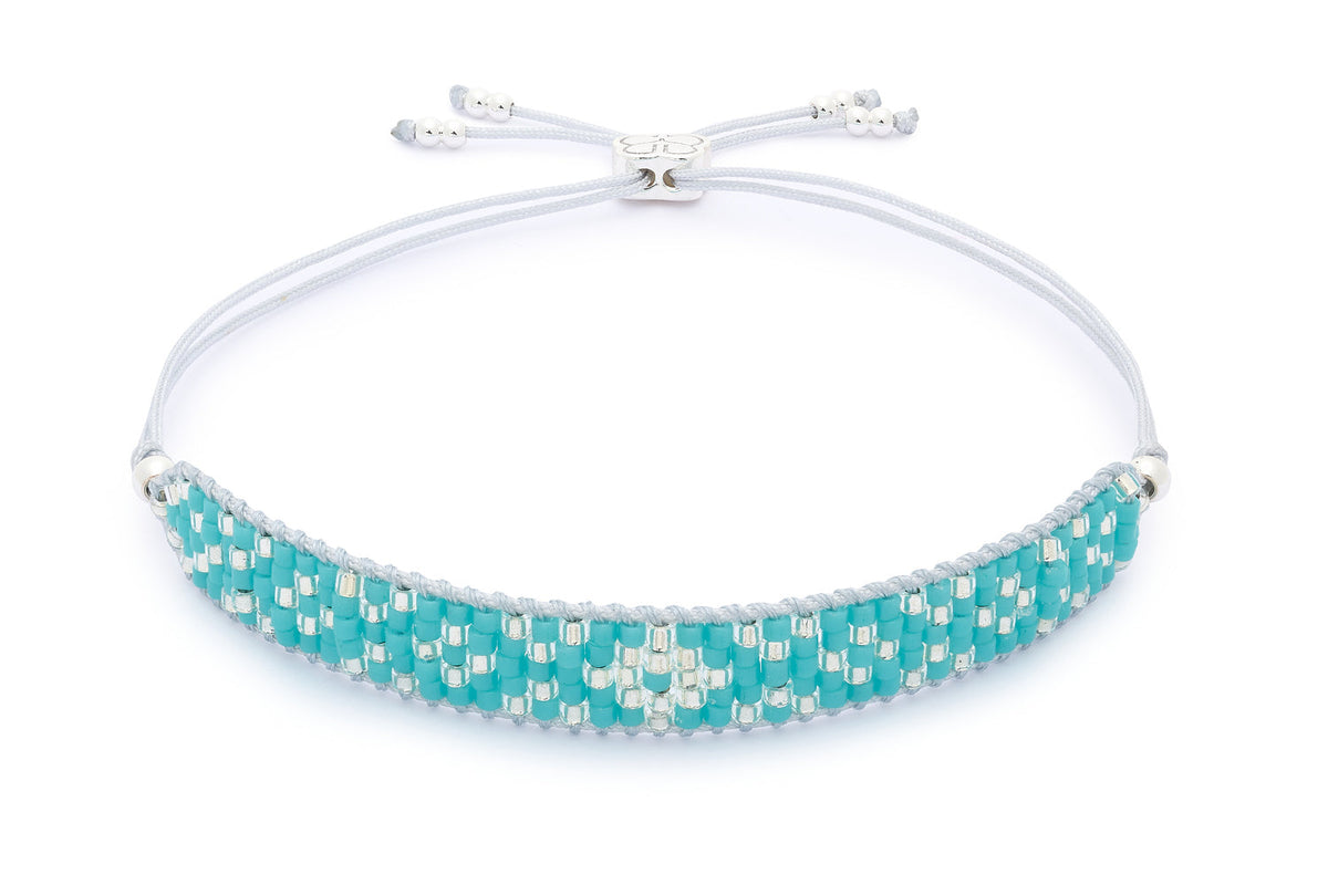 Maya Silver & Turquoise Beaded Friendship Bracelet