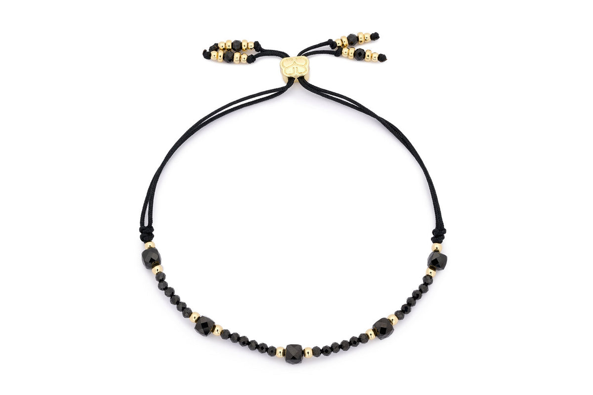 Meadow Gold & Black Spinel Gemstone Slider Bracelet