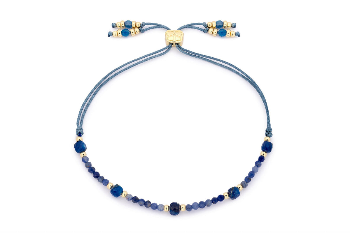 Meadow Gold & Kyanite Beaded Slider Bracelet