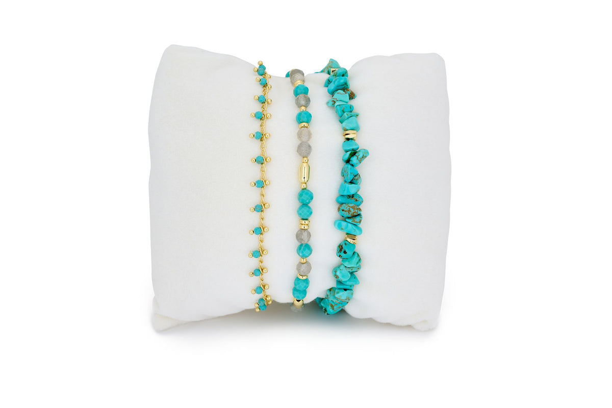 Milos Gold Turquoise Gemstone Stacking Bracelets