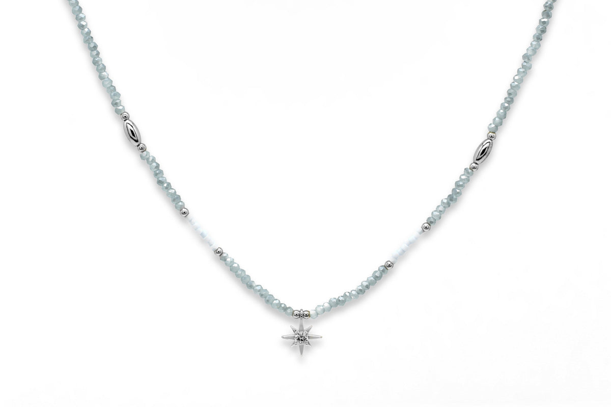 Aditi Grey Beaded Star Necklace