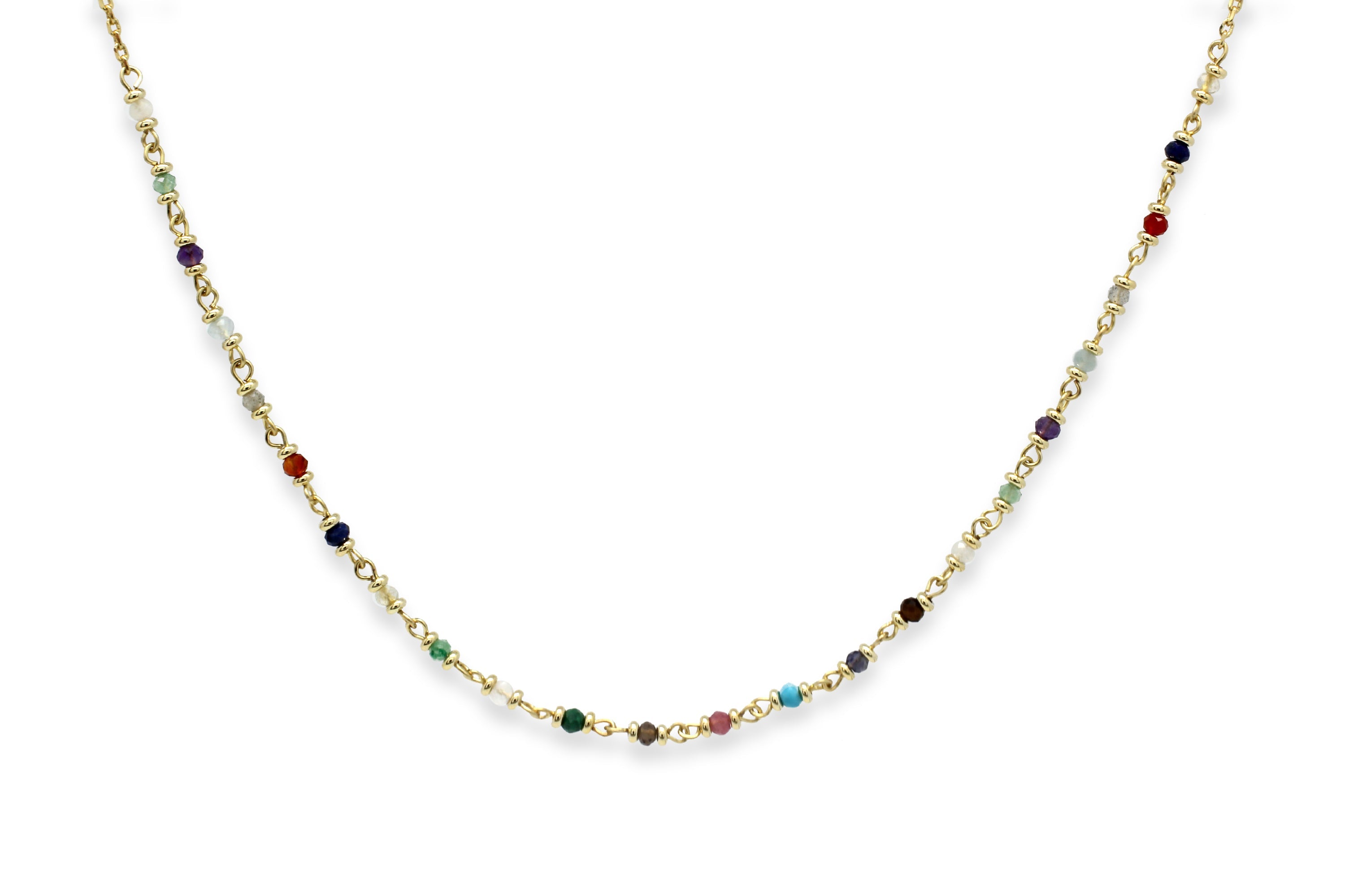 Rheia Chakra Gemstone Gold Necklace - Boho Betty