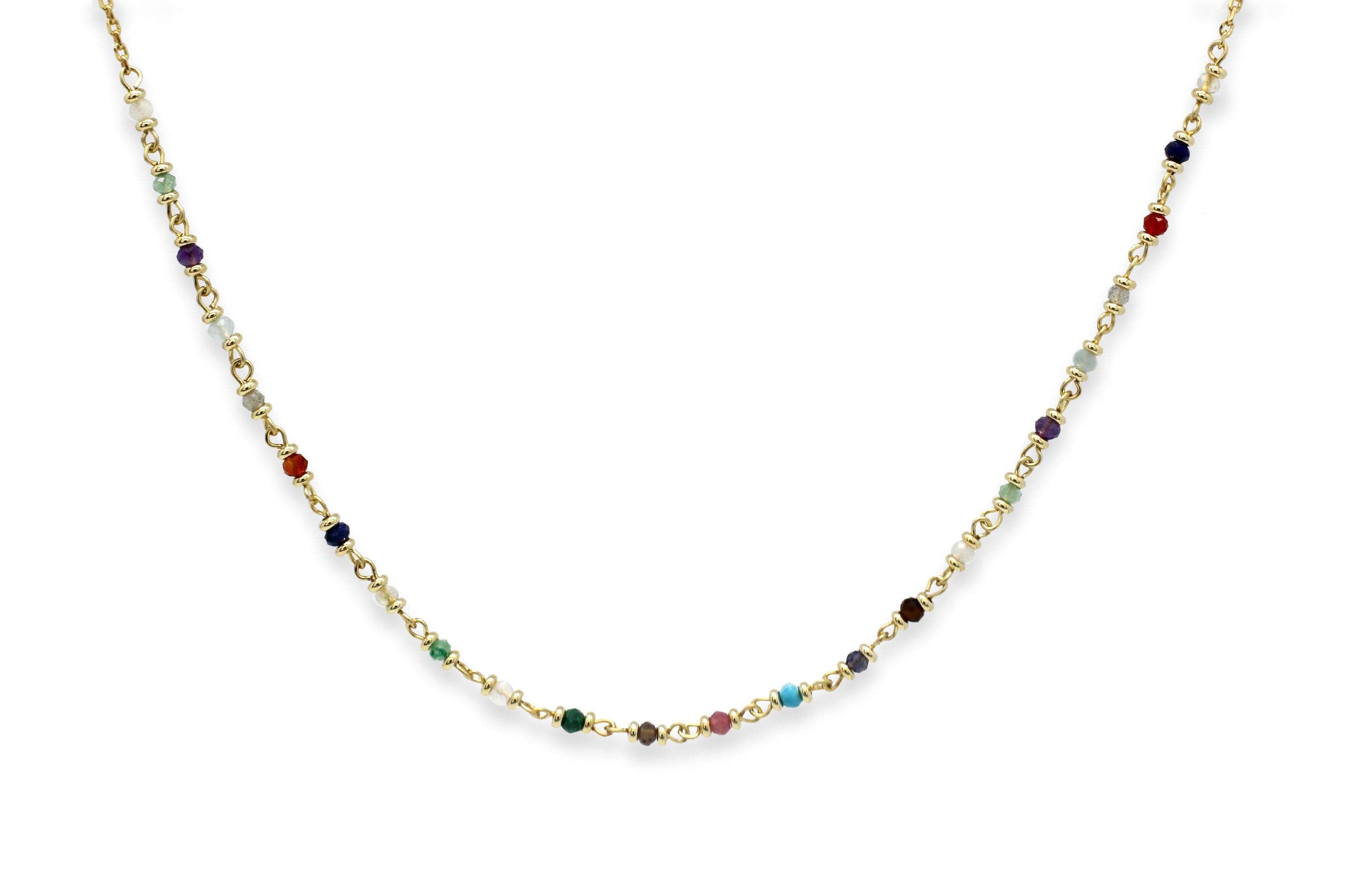 Rheia Chakra Gemstone Gold Necklace #color_gold