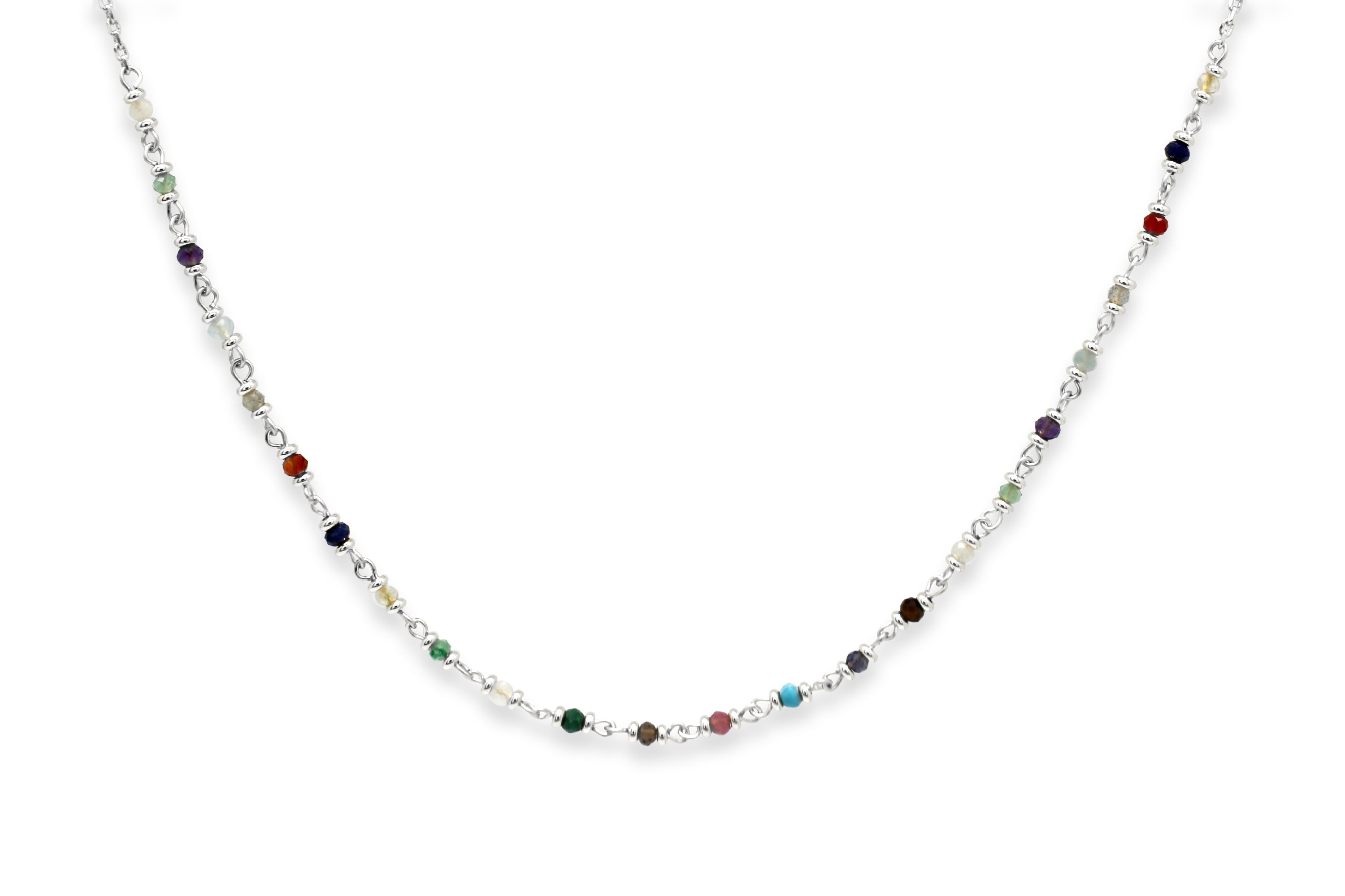 Rheia Chakra Gemstone Silver Necklace #color_silver