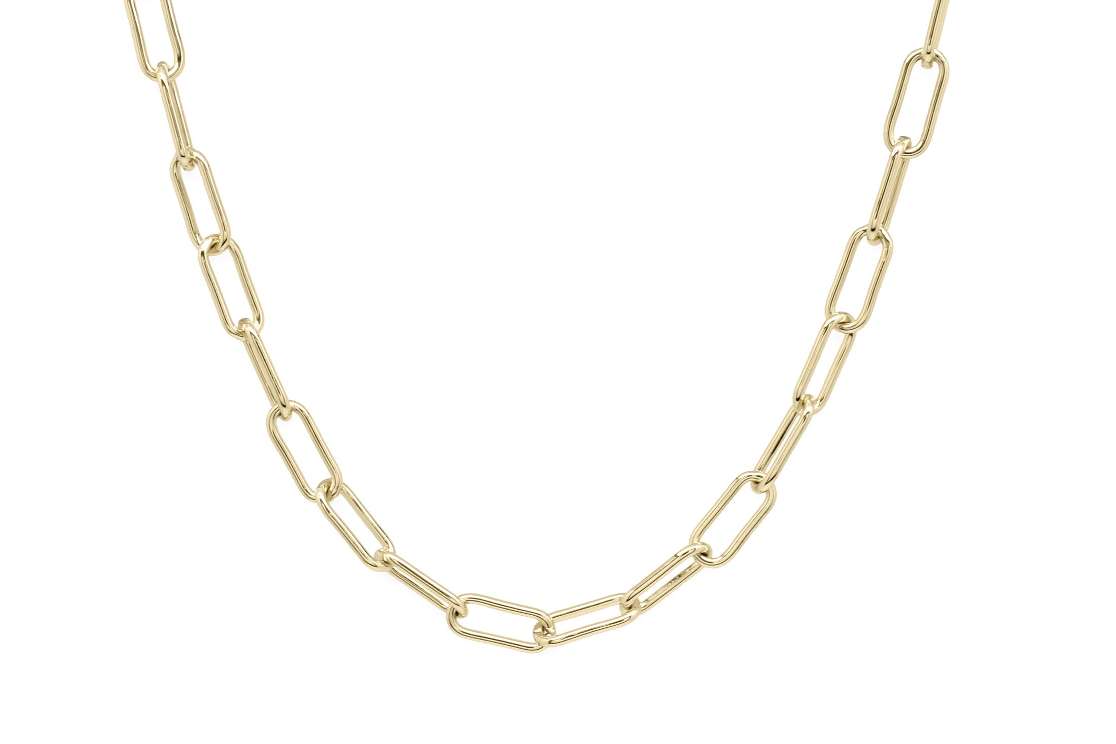 Notus Gold Chunky Chain Necklace featuring elongated links in radiant 12k gold plating for a bold, chic statement.