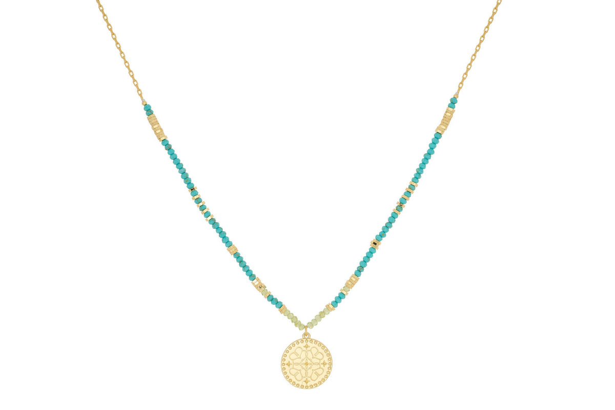 Odin Gold Peridot and Turquoise Necklace