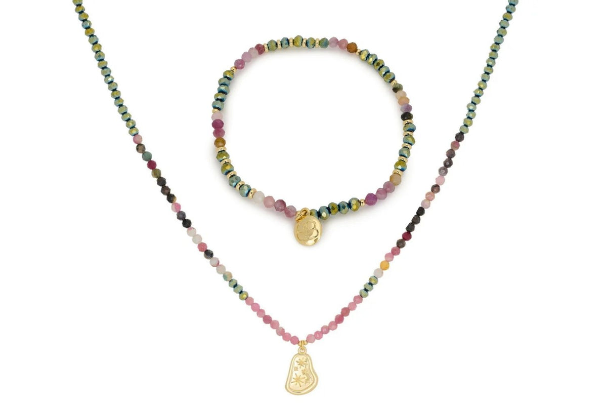 Olive Tourmaline Necklace and Bracelet Set