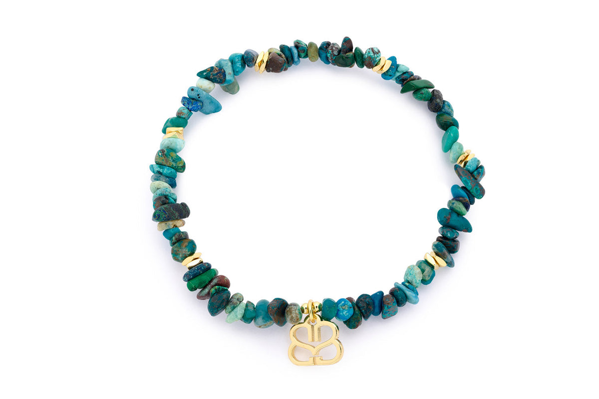 Sana Gold Beaded Azurite Crystal Bracelet