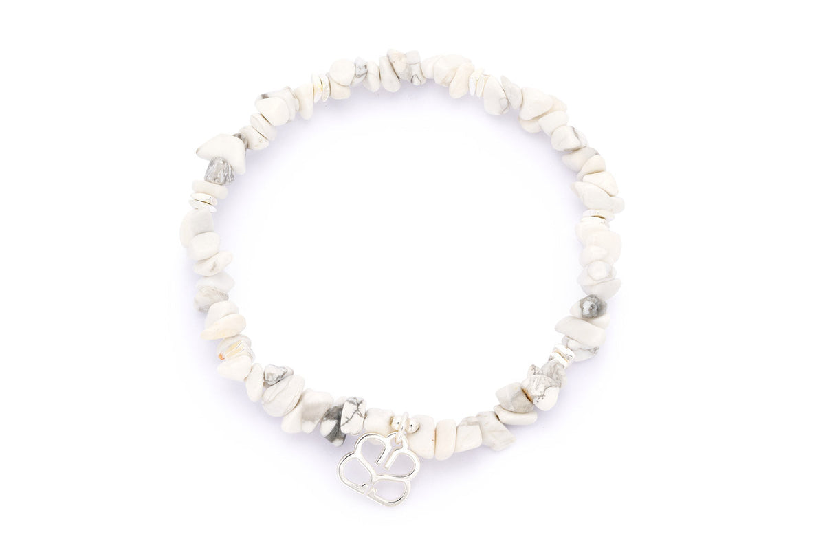 Sana Silver Beaded White Howlite Crystal Bracelet