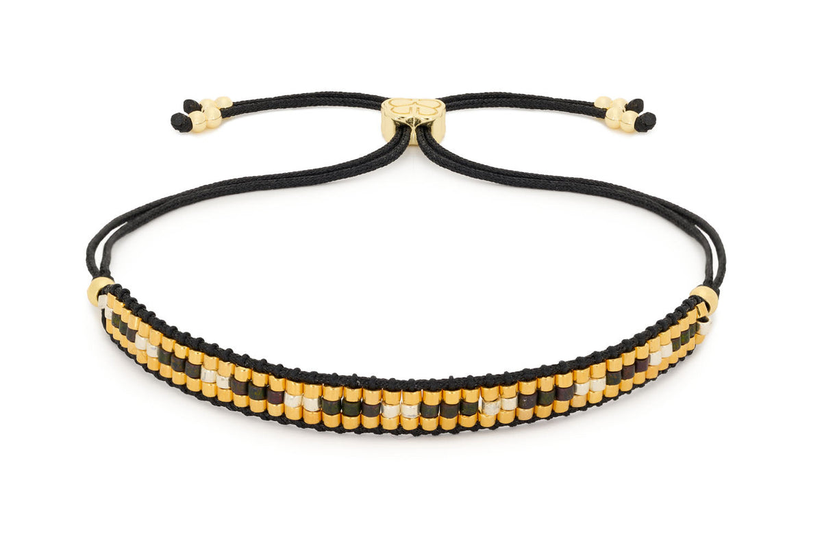 Starshine Black & Gold Beaded Friendship Bracelet