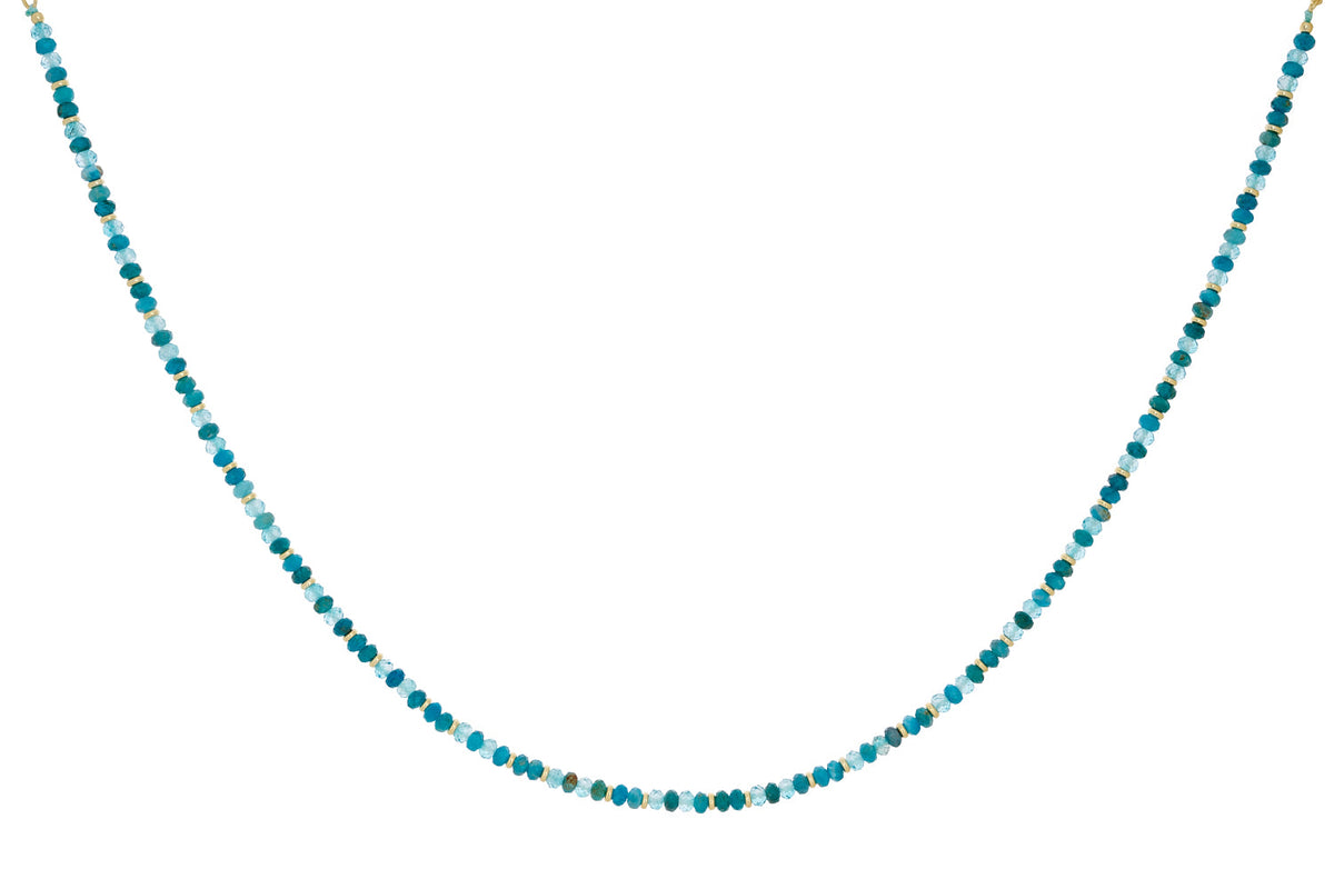 Tansy Apatite and Blue Topaz Gold Necklace