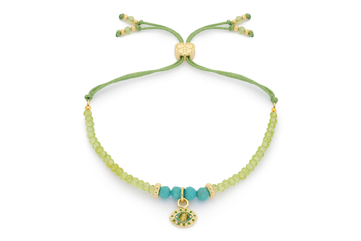 Treasure Gold Peridot & Turquoise Charm Bracelet