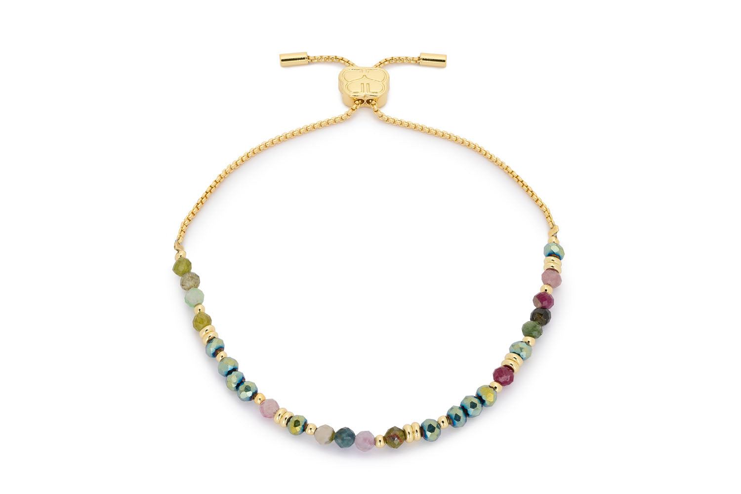 Verde Gold Tourmaline Gemstone Bead Friendship Bracelet featuring vibrant tourmaline beads with a gold slider design, the perfect bracelet gift for her.