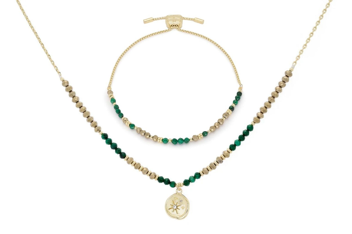 Verde Malachite Necklace and Bracelet Set