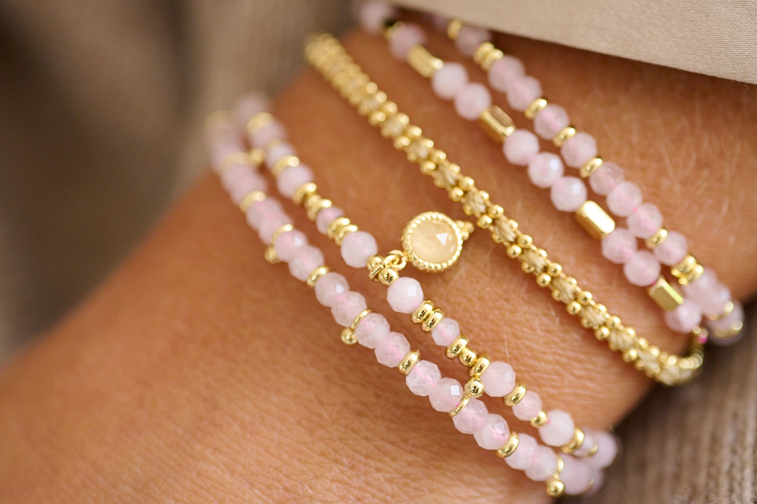 Rose quartz charm deals bracelet