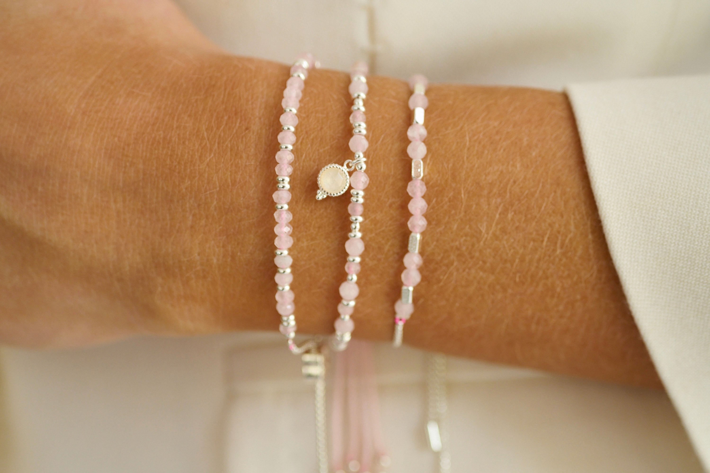 Rose quartz bangle bracelet. Heart chakra bracelet. 2024 Small rose quartz bangle