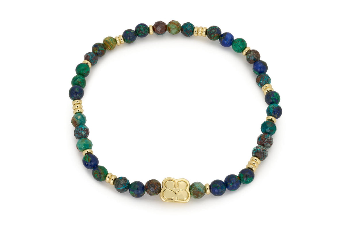 Wonder Gold & Azurite Stretch Bead Bracelet