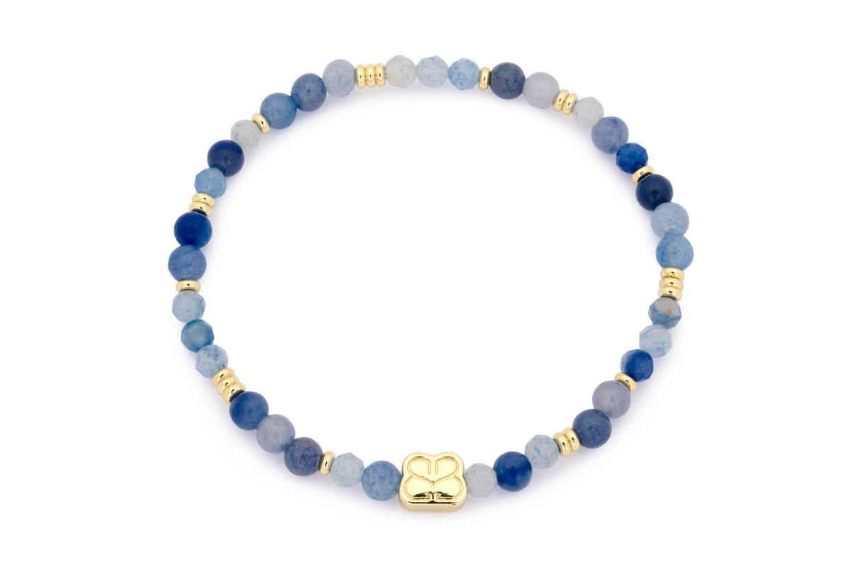 Wonder Gold & Blue Aventurine Stretch Bead Bracelet