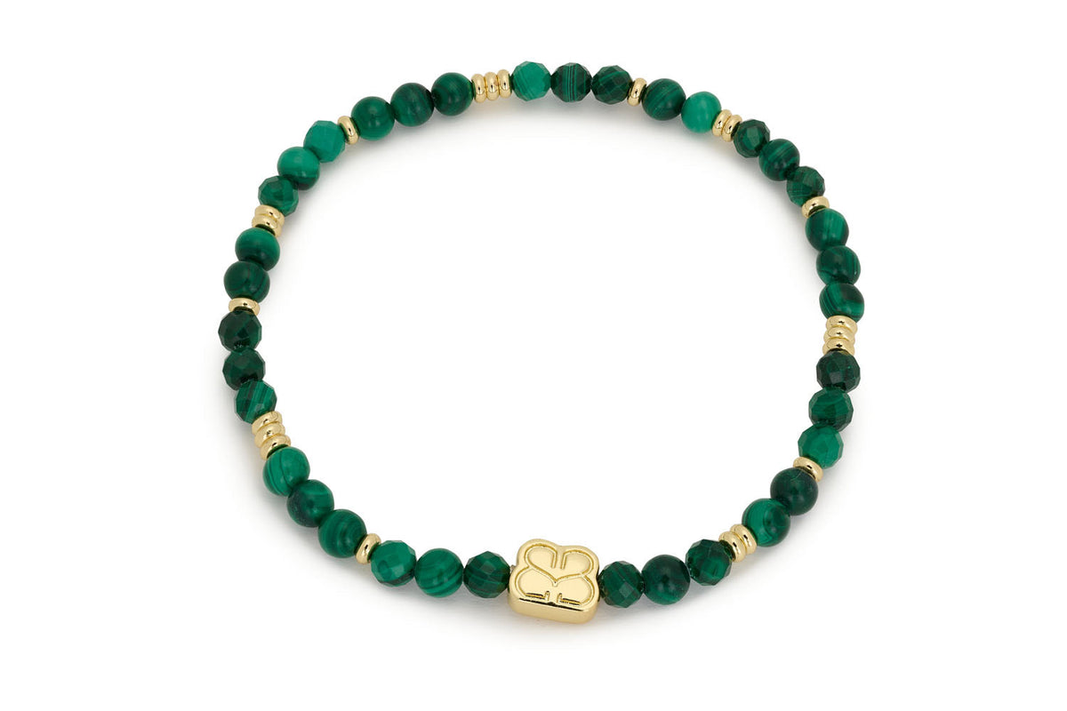 Wonder Gold & Malachite Stretch Bead Bracelet