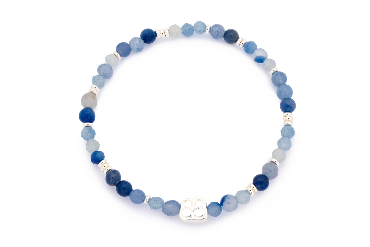 Wonder Silver Blue Aventurine Stretch Bead Bracelet