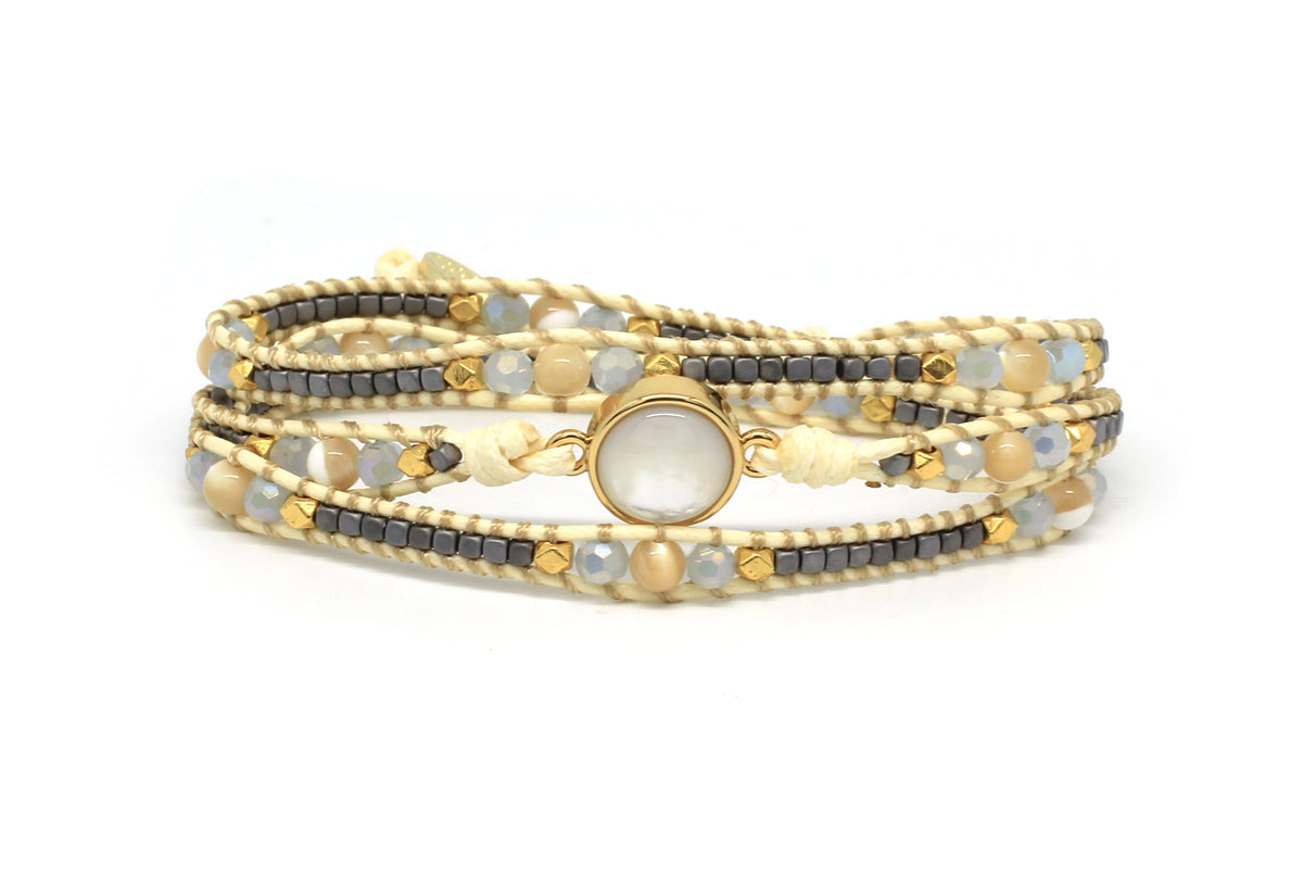 America Pearl Gemstone Wrap Bracelet