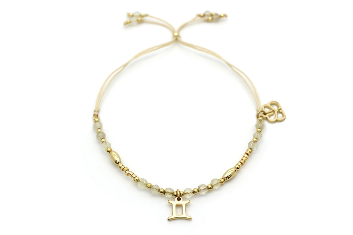 Gemini Zodiac Gemstone Gold Bracelet