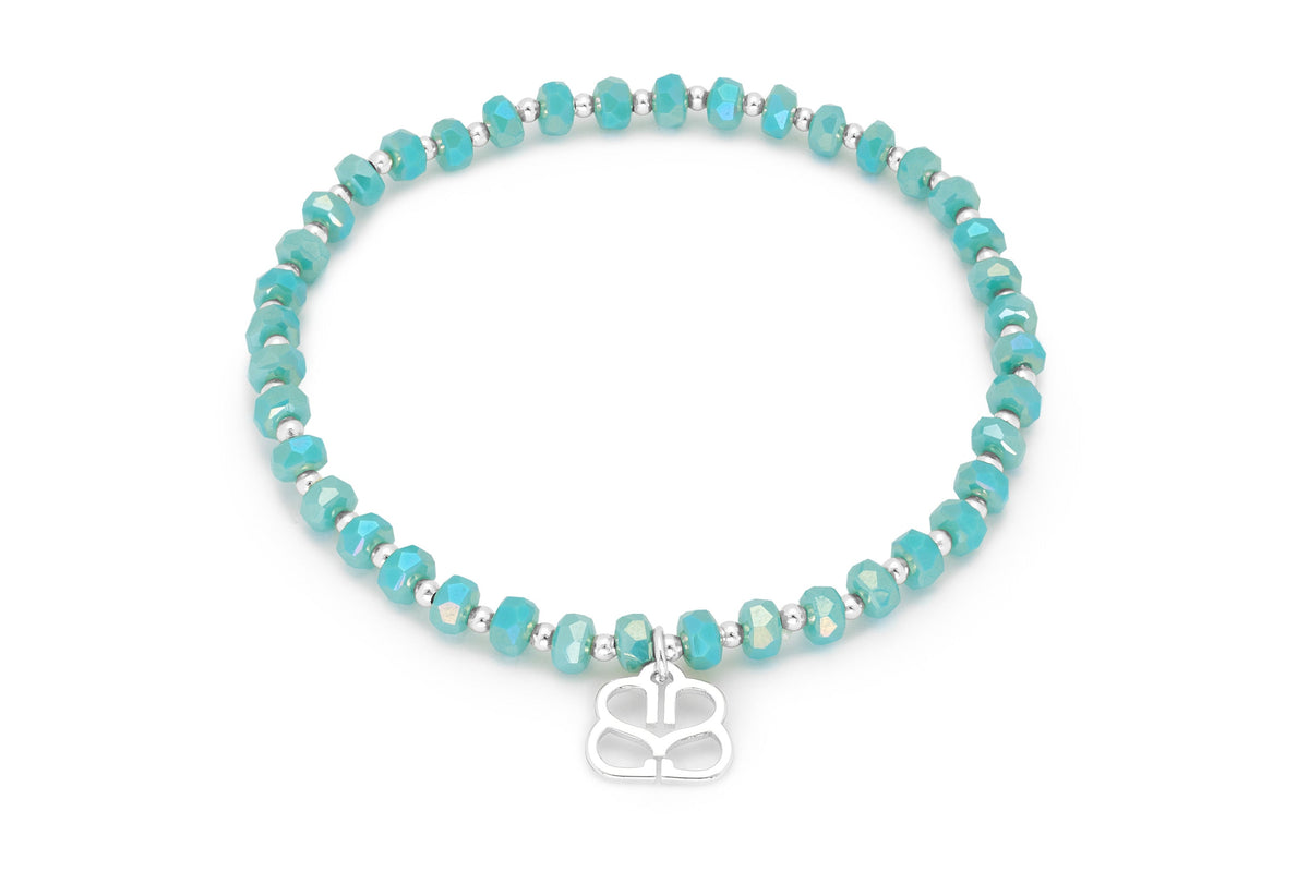 Prunus Turquoise & Silver Crystal Stretch Bracelet