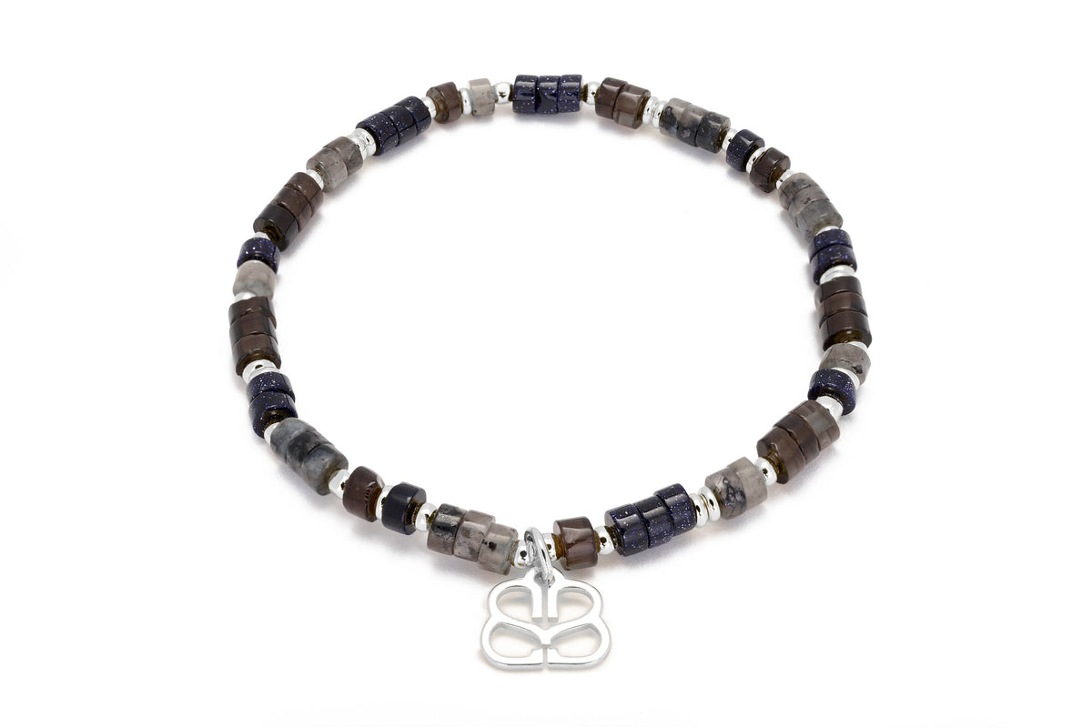 Breeze Dark Grey Silver Gemstone Bracelet