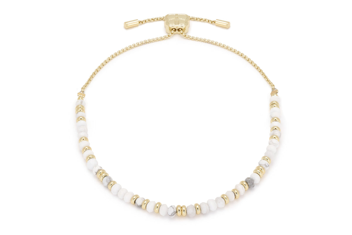 Mystical White Howlite Gold Gemstone Bracelet