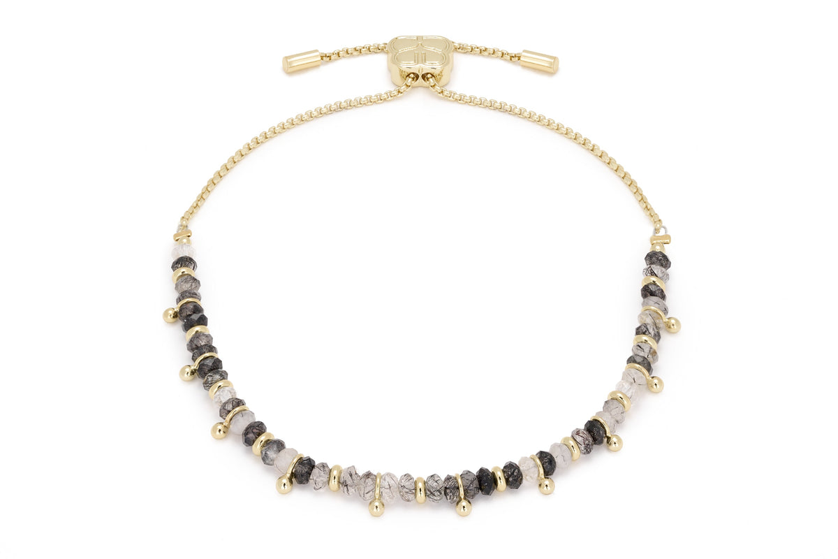 Harmony Black Rutilite Gold Gemstone Bracelet