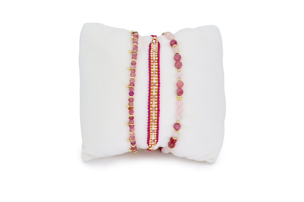 Kefalonia Pink 3 Layer Bracelet Stack