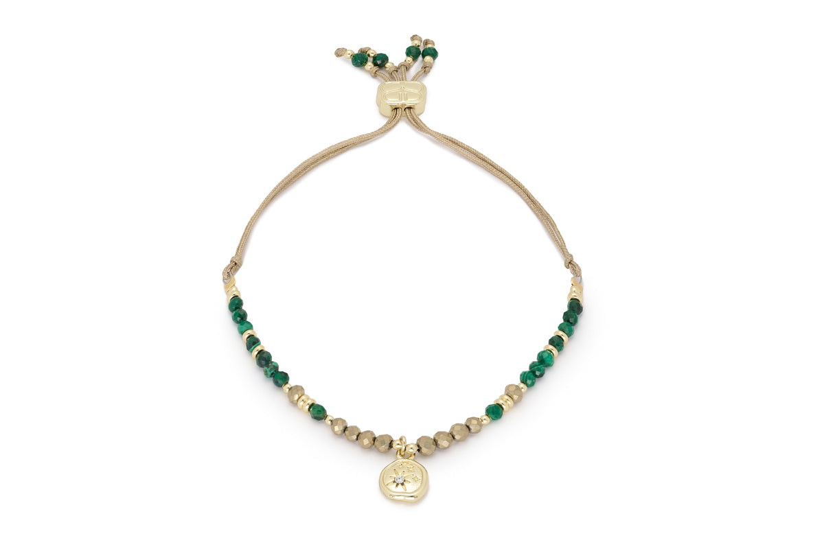 Opulent Malachite Gold Slider Bead Bracelet