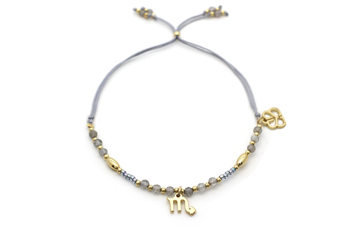 Scorpio Zodiac Gemstone Gold Bracelet