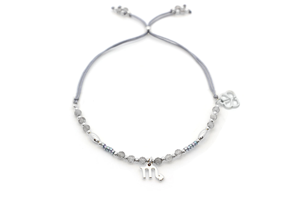 Scorpio Zodiac Gemstone Silver Bracelet