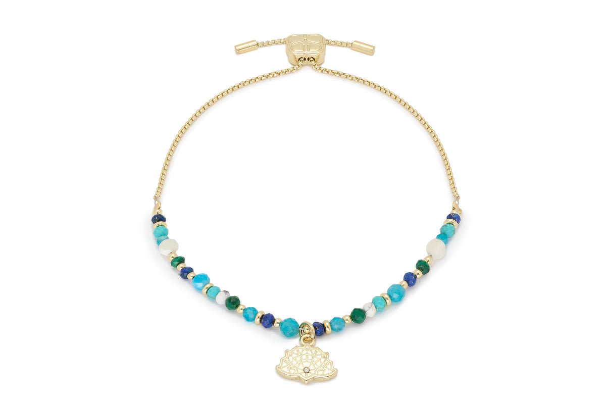 Unique Turquoise & Lapis Gold Bracelet