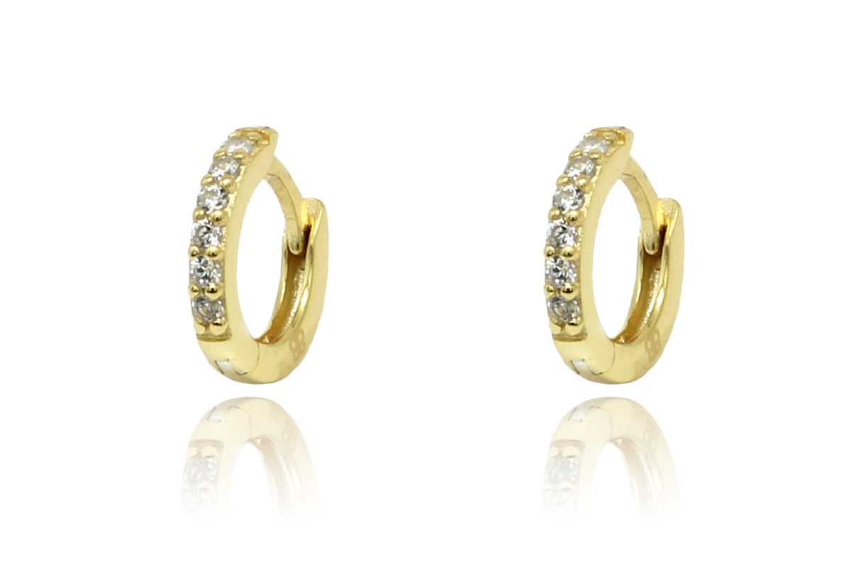 Dorval CZ Sterling Silver Gold Hoop Huggie Earrings