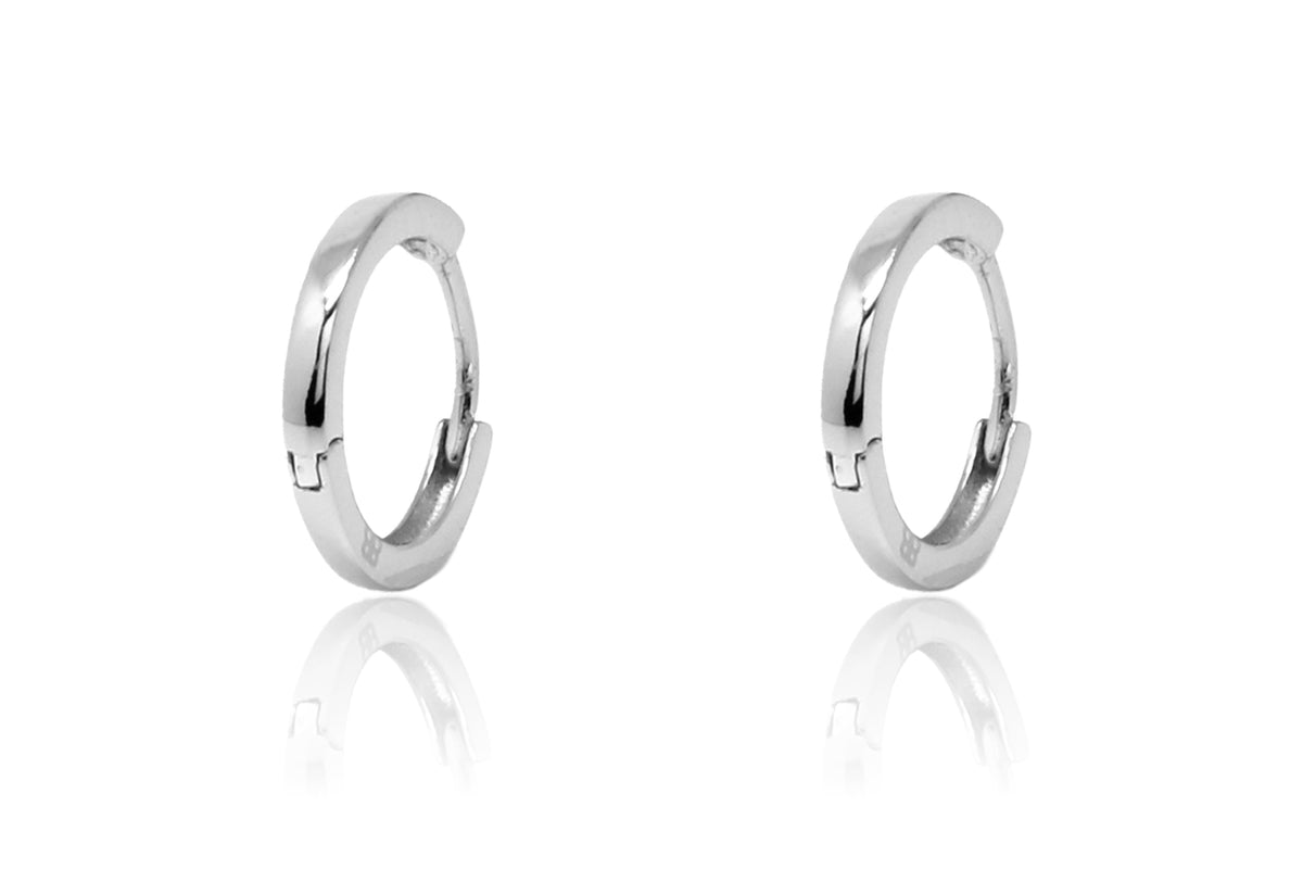 Dorval Sterling Silver Plain Hoop Huggie Earrings