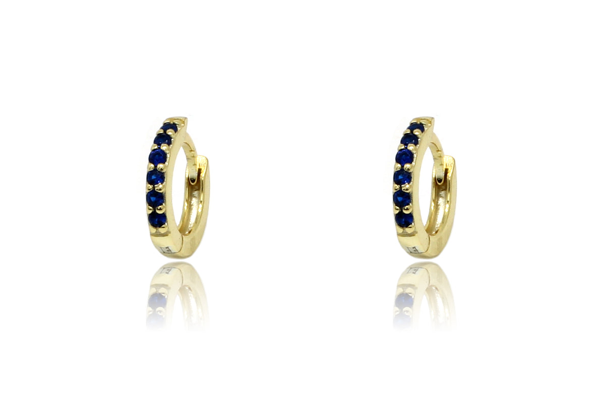 Reddy Navy CZ Gold Sterling Silver Hoop Huggies