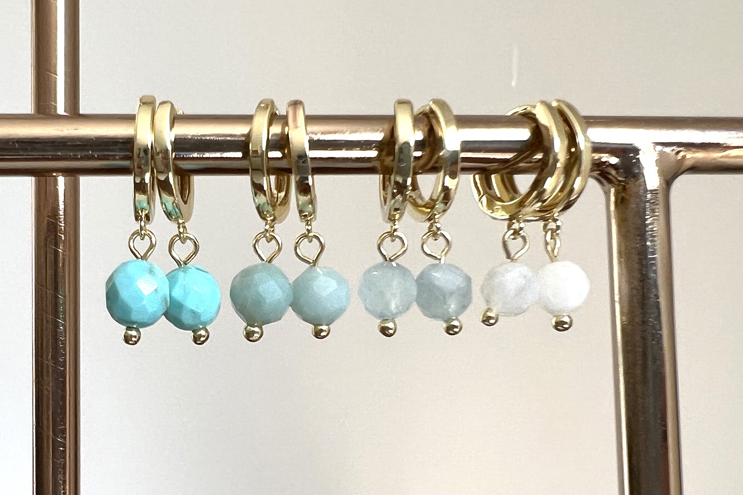 Amazonite Hoop Earrings - Boho Earrings - Gold Hoop Earrings - Edgy Earrings - Handmade Gift for Her - Gift for shops Sister - Big Hoop Earrings