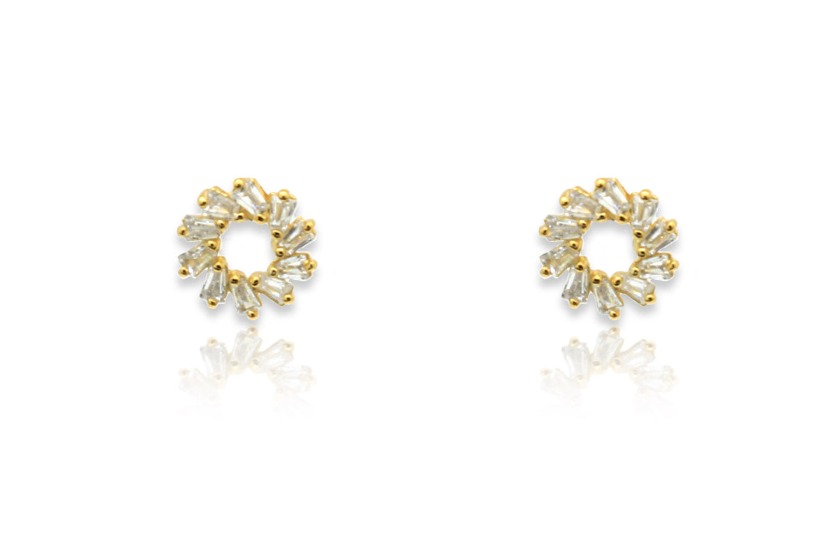 Maeve Gold Hollow CZ Sterling Silver Stud Earrings