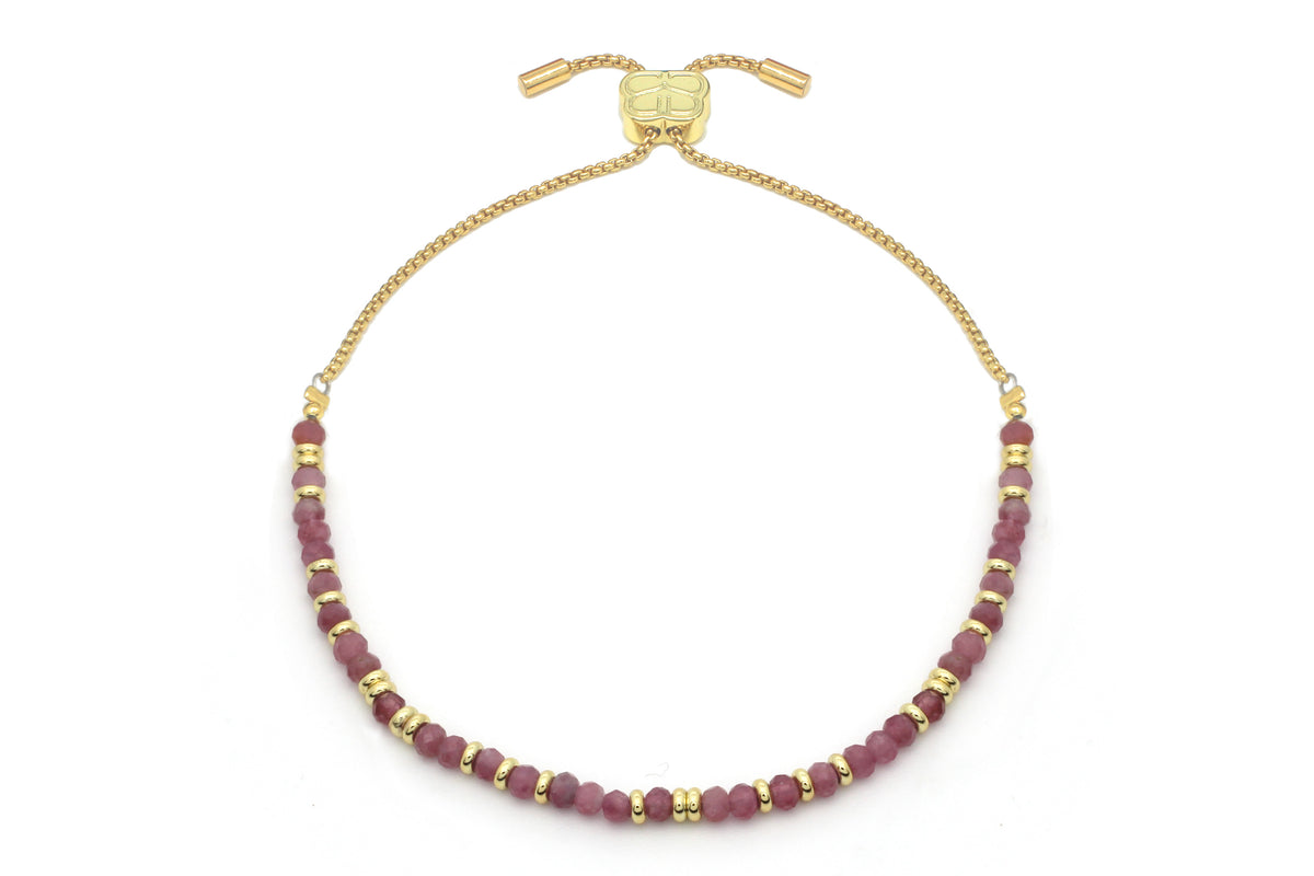Mystical Pink Tourmaline Gold Bracelet