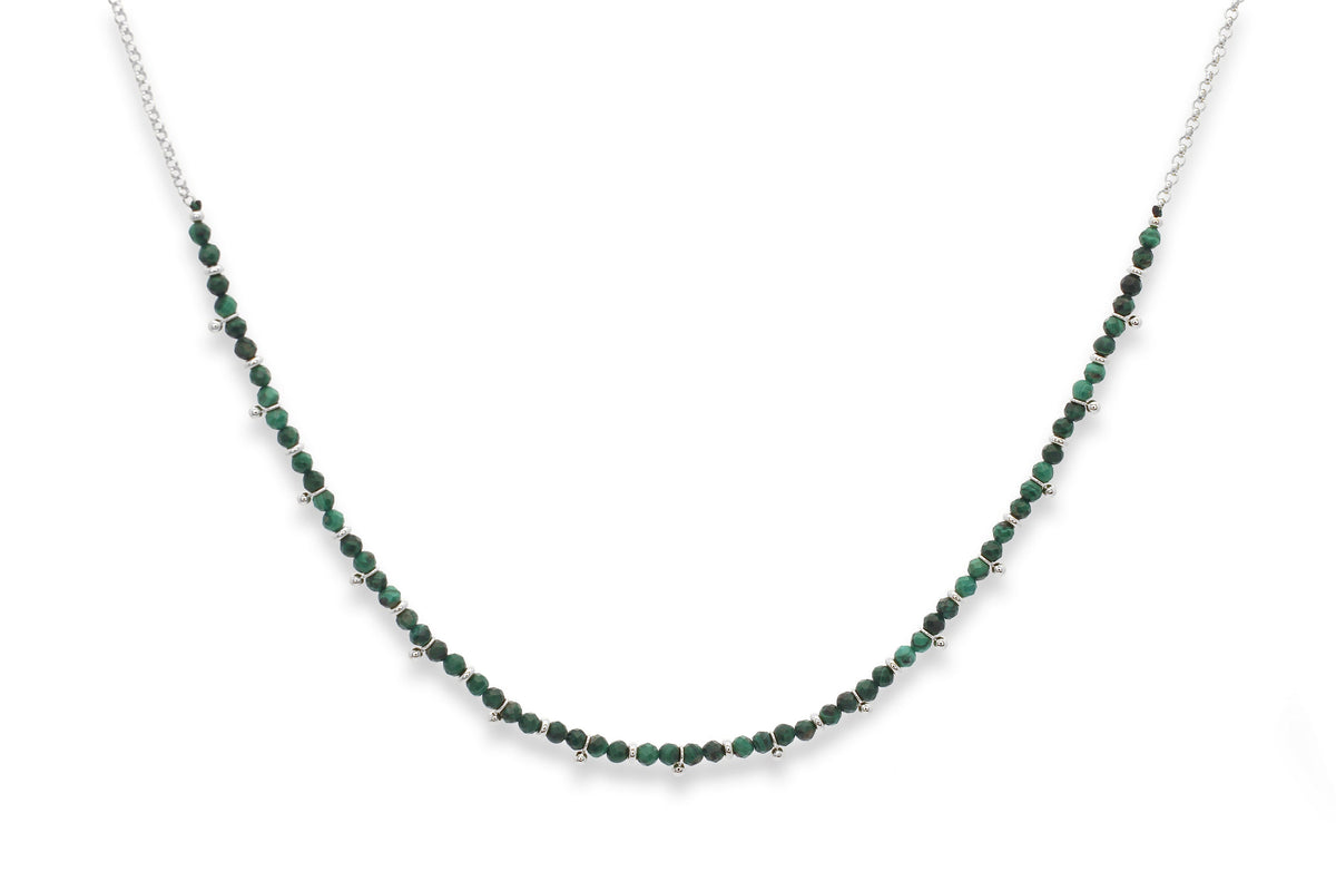 Salus Malachite Gemstone Silver Necklace