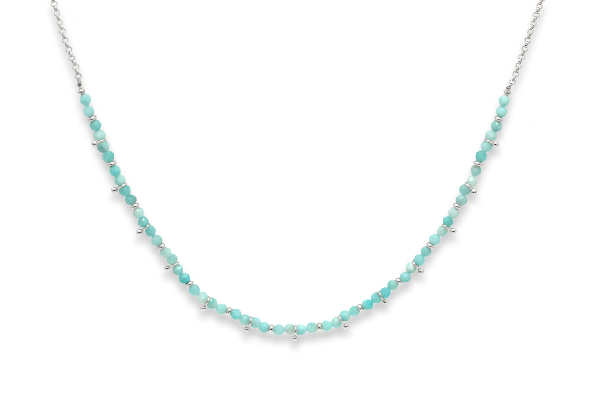 Salus Amazonite Gemstone Silver Necklace