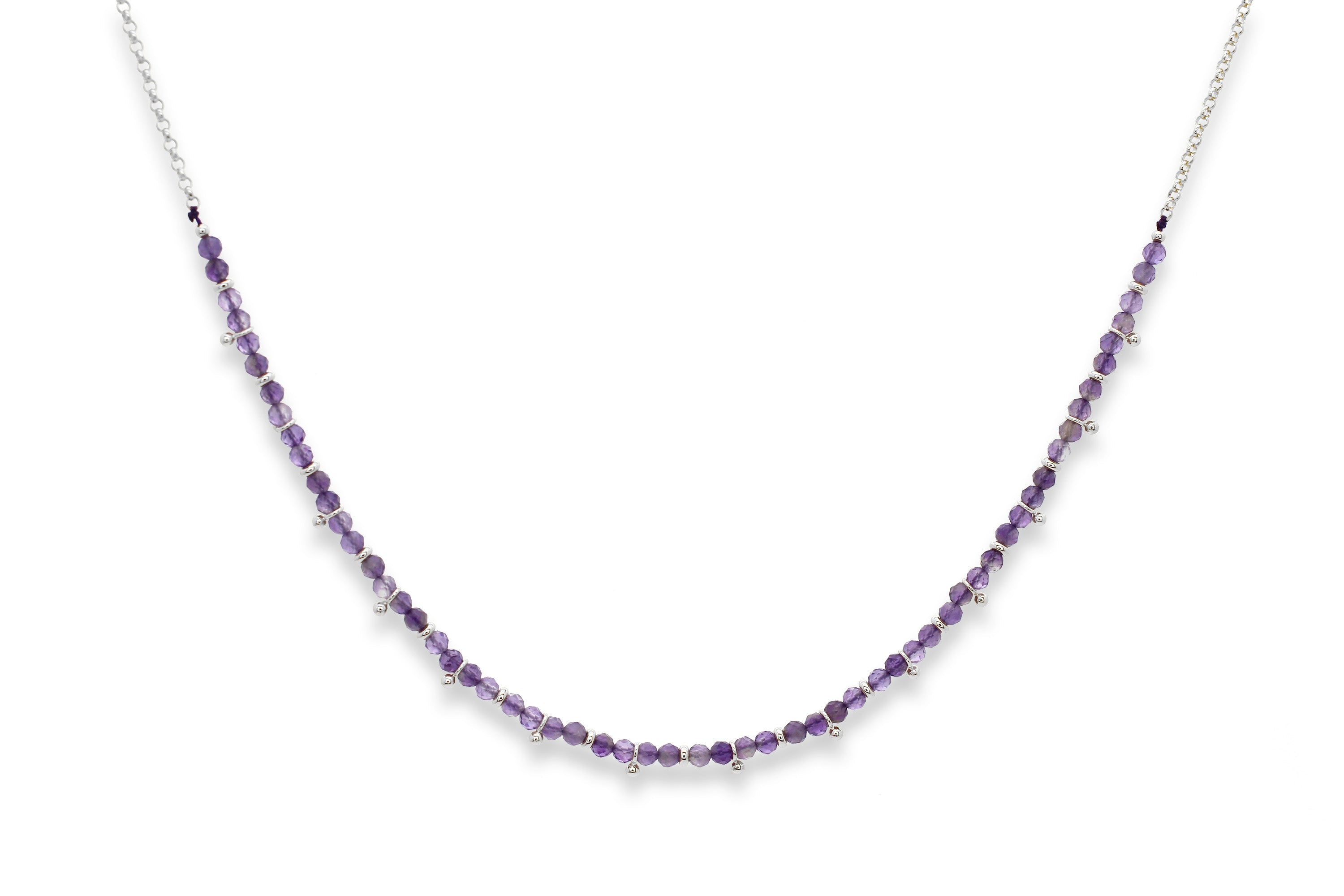 Salus Amethyst Gemstone Silver Necklace #color_Silver